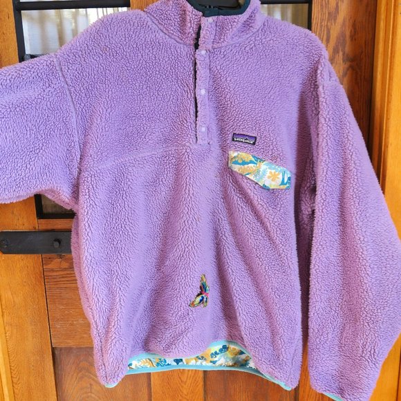 Patagonia Synchilla Snap-T Hawaiian Pattern Women's Reversible Sweater Large - Picture 1 of 13